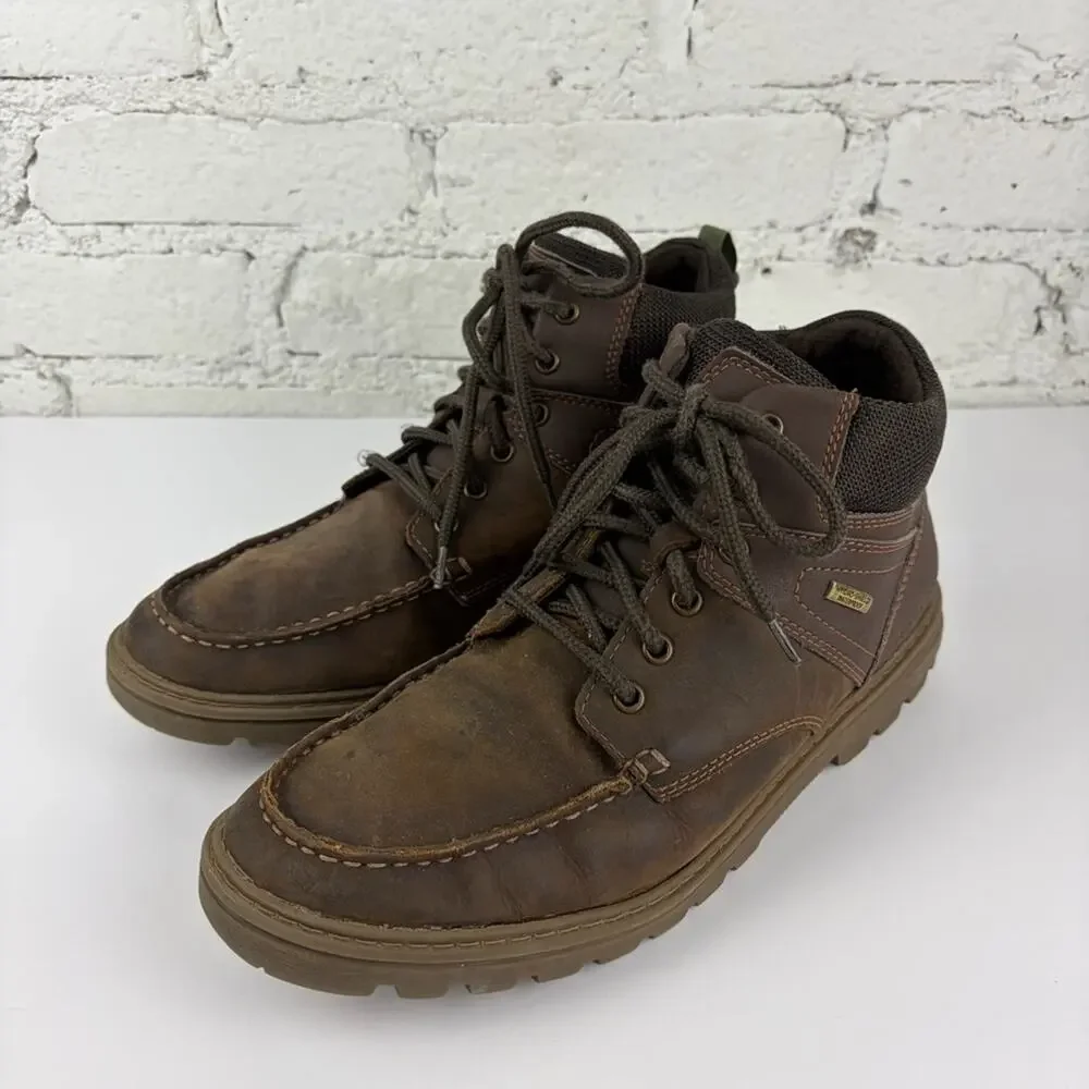 Rockport Brown Leather Waterproof Laced Java Ankle Boots Men’s 8.5 Wide